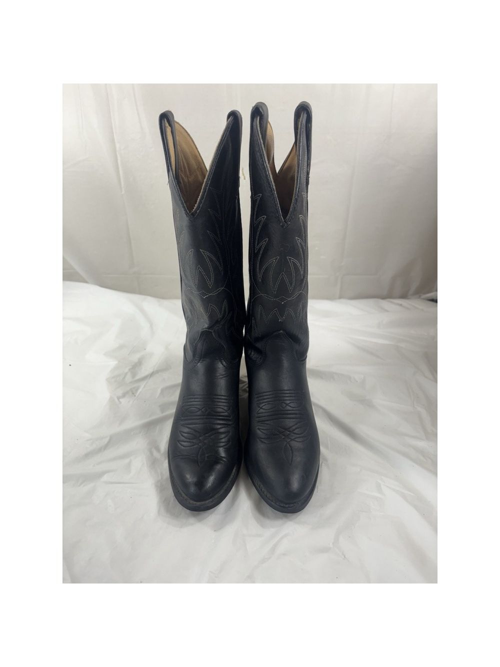 Wrangler Cowboy Western Leather Boots Size 6.5m Black Style L9-5100 Usa Womens